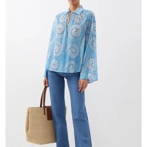 STAUD Blue Patterned Blouse